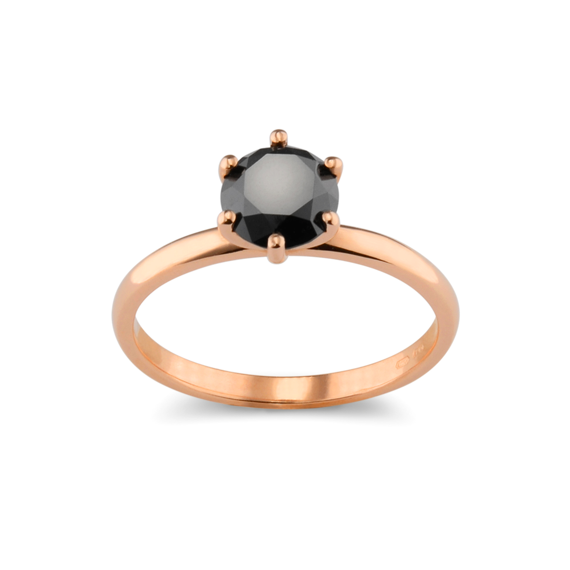 Rose gold ring with black diamond