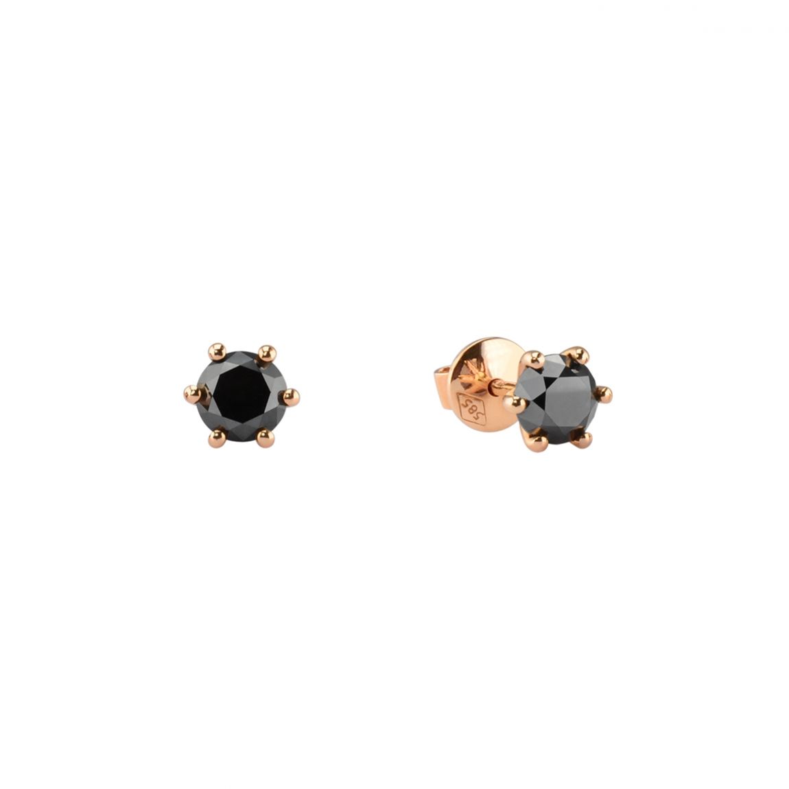 Rose gold earrings with black diamonds