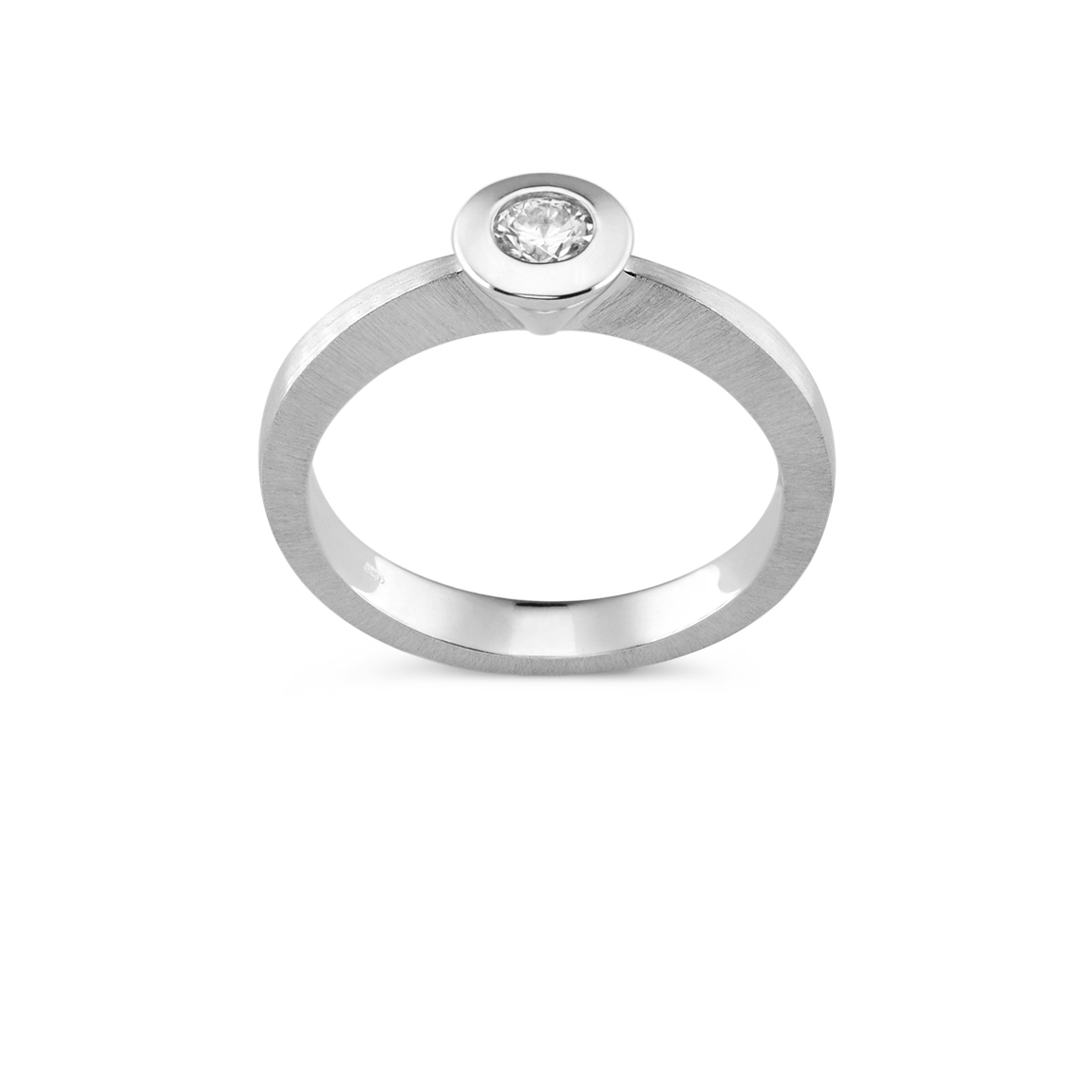 Bezel-set diamond engagement ring 0.19ct 