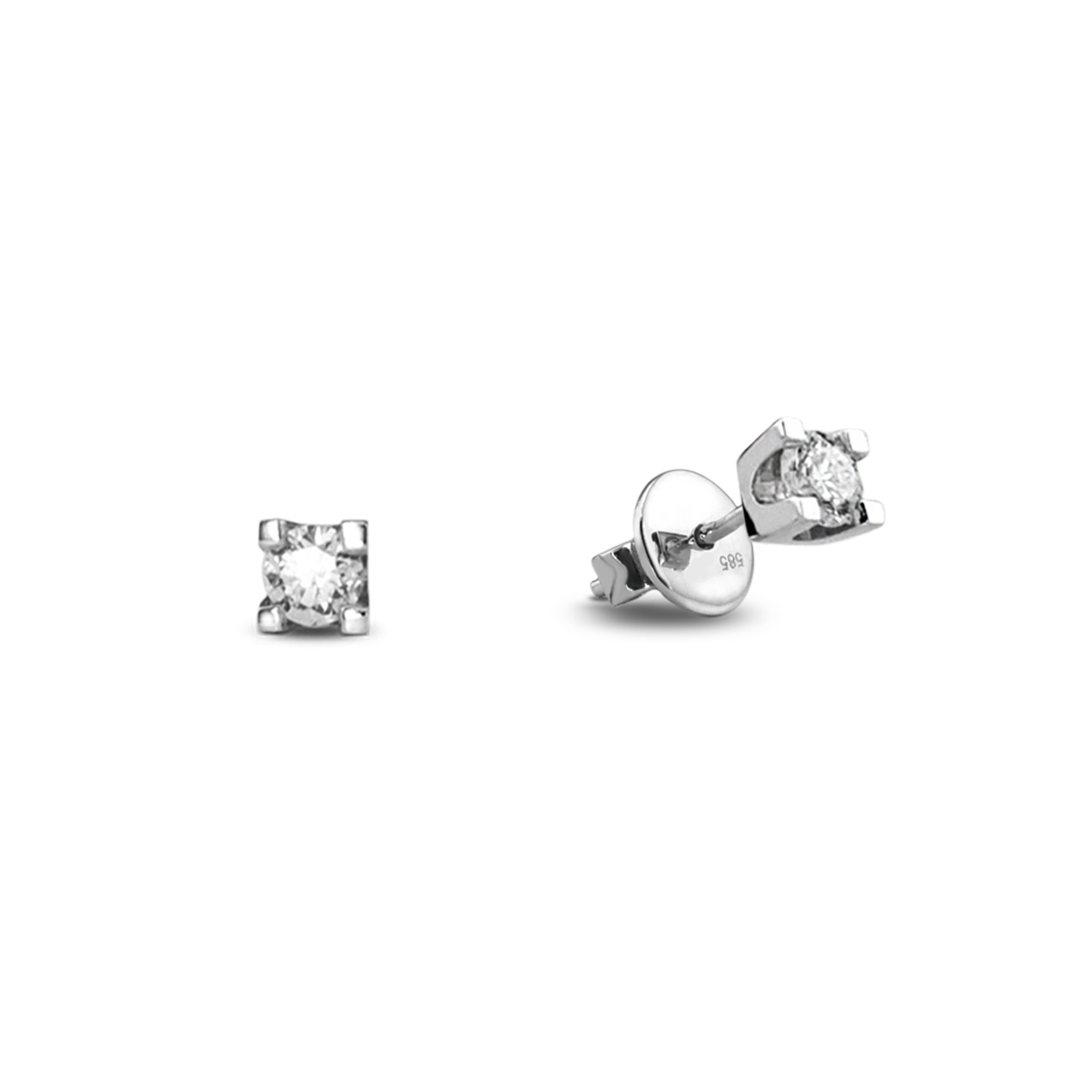 White Pear And Round Brilliant Cut Diamond Earring