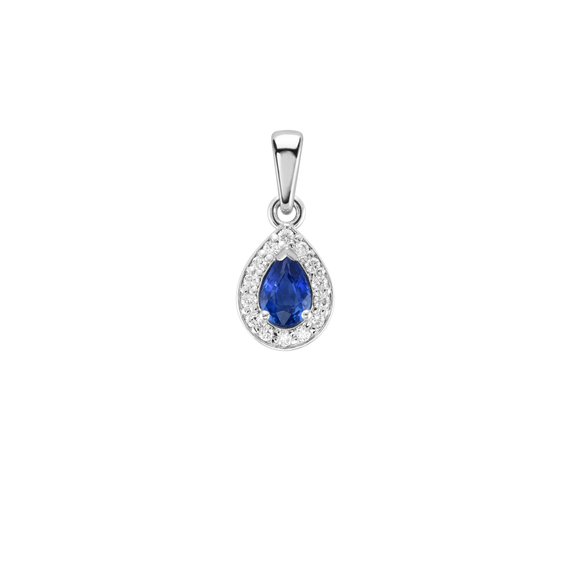 Zlatý přívěsek diamanty 0.12ct safír 0.51ct