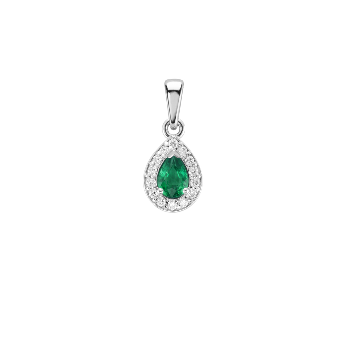 Zlatý přívěsek kapka diamanty 0.12ct smaragd 0.32ct