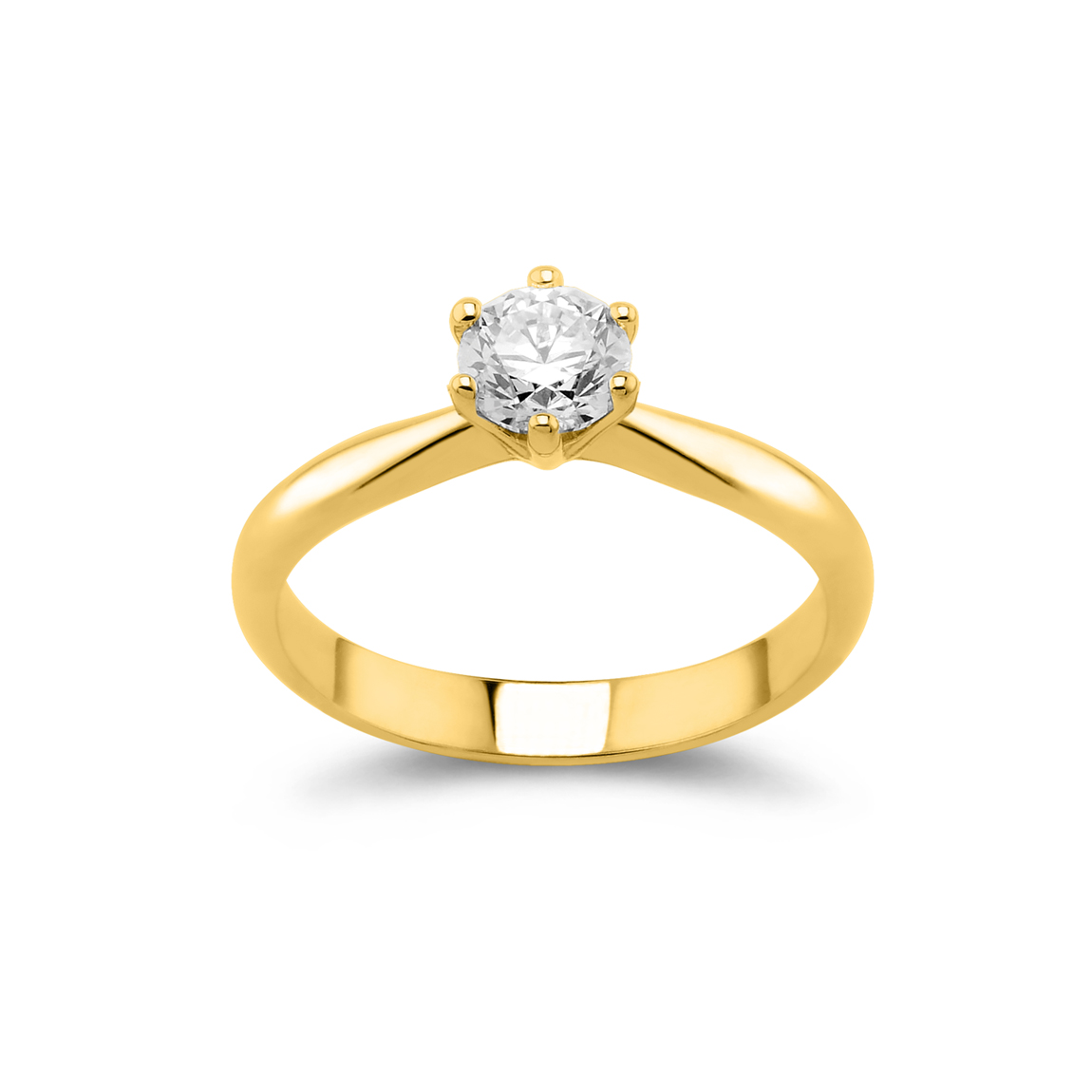 Elegant diamond engagement ring yellow gold