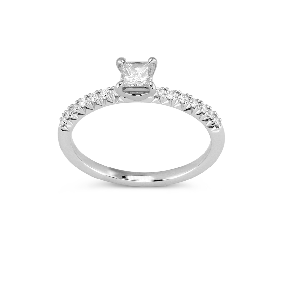 Prsten s princess diamantem a brilianty 0.38ct