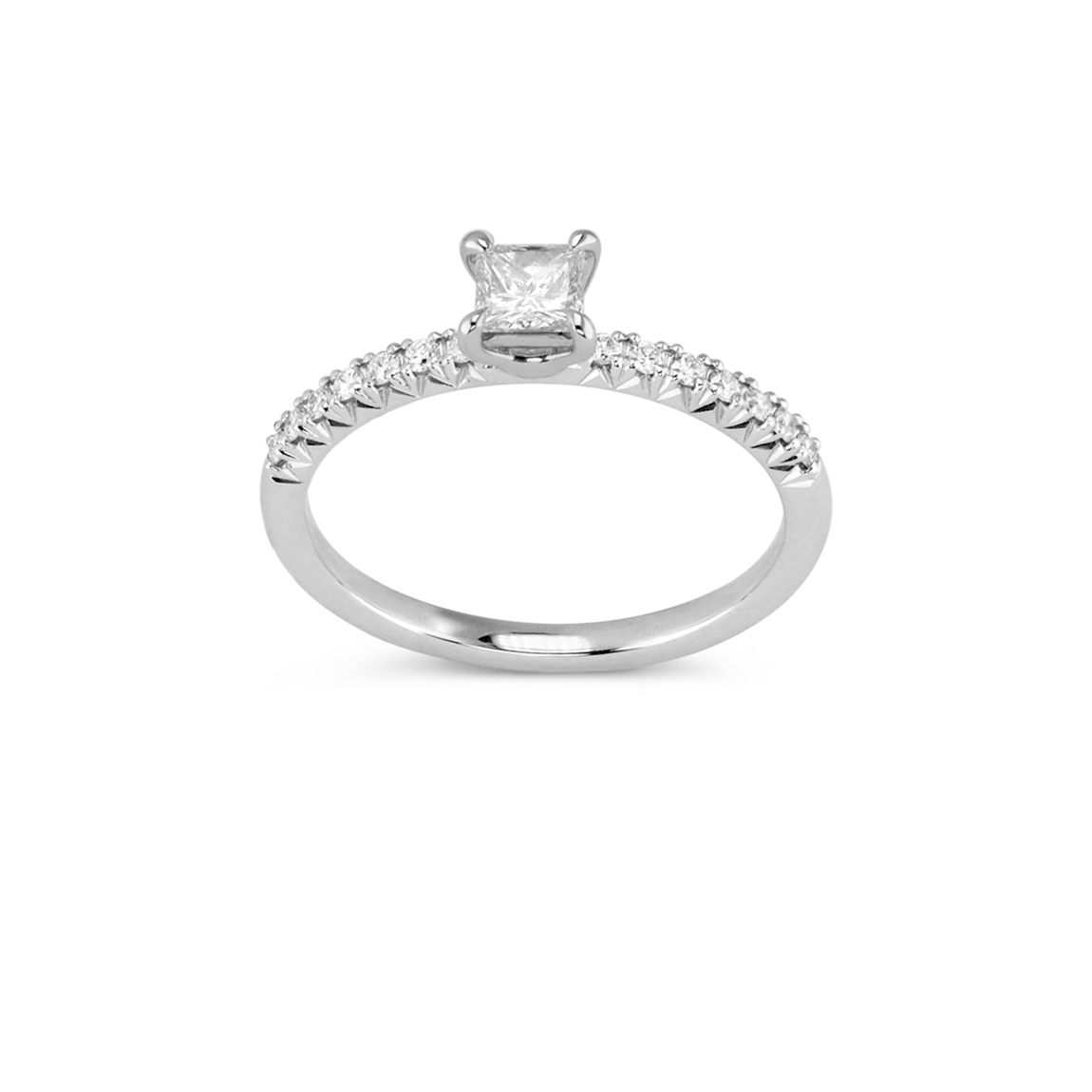 Prsten s princess diamantem a brilianty 0.38ct
