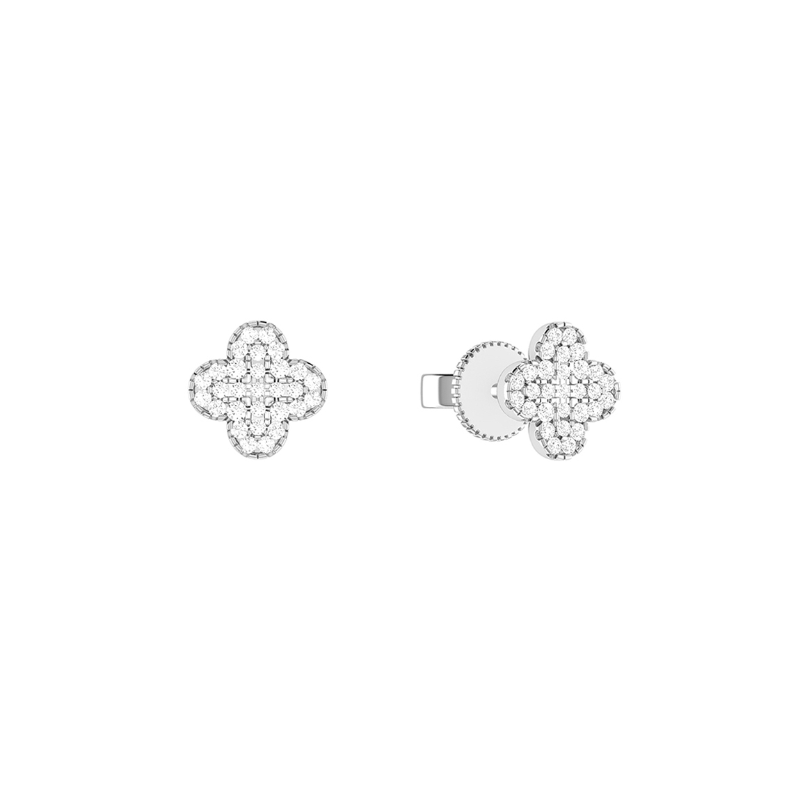 Diamond earrings Clover white gold