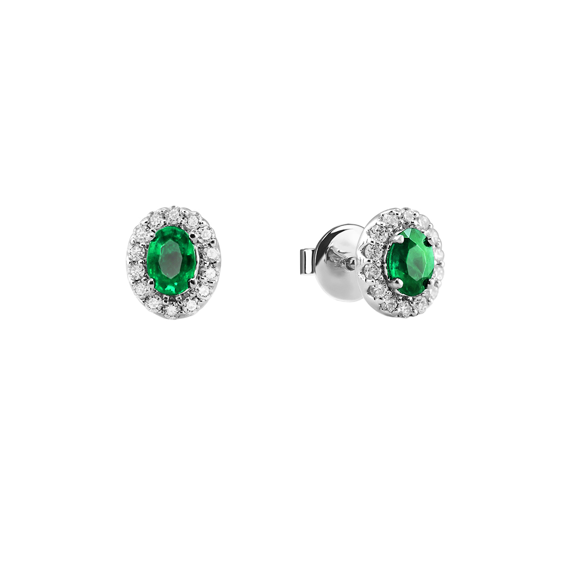 Diamantové náušnice oválné smaragdy 0.48ct diamanty 0.19ct
