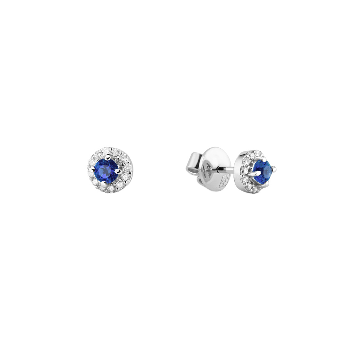 Children's earrings blue sapphires 0.17ct diamonds 0.09ct