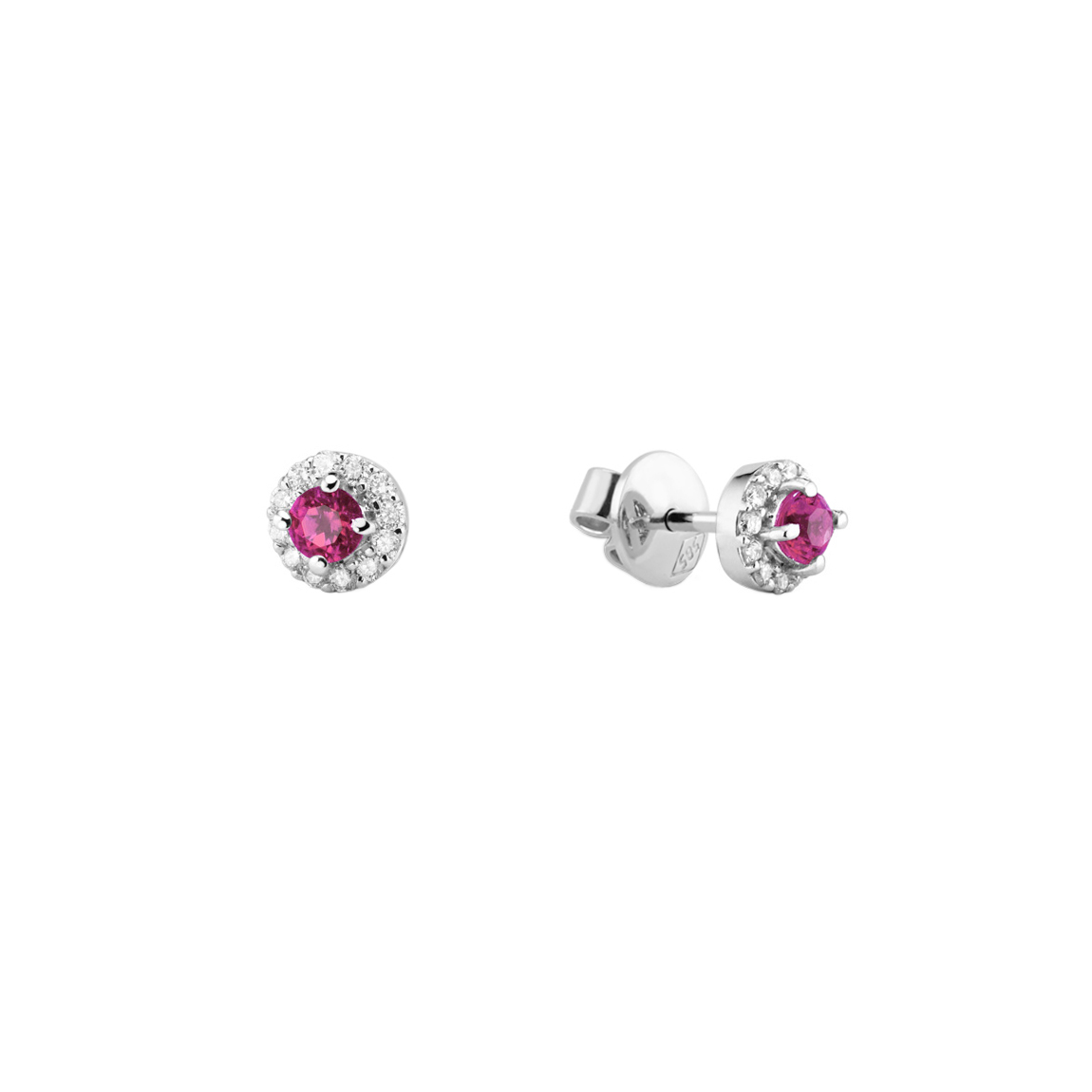 Children's earrings pink sapphires 0.21ct diamonds 0.09ct