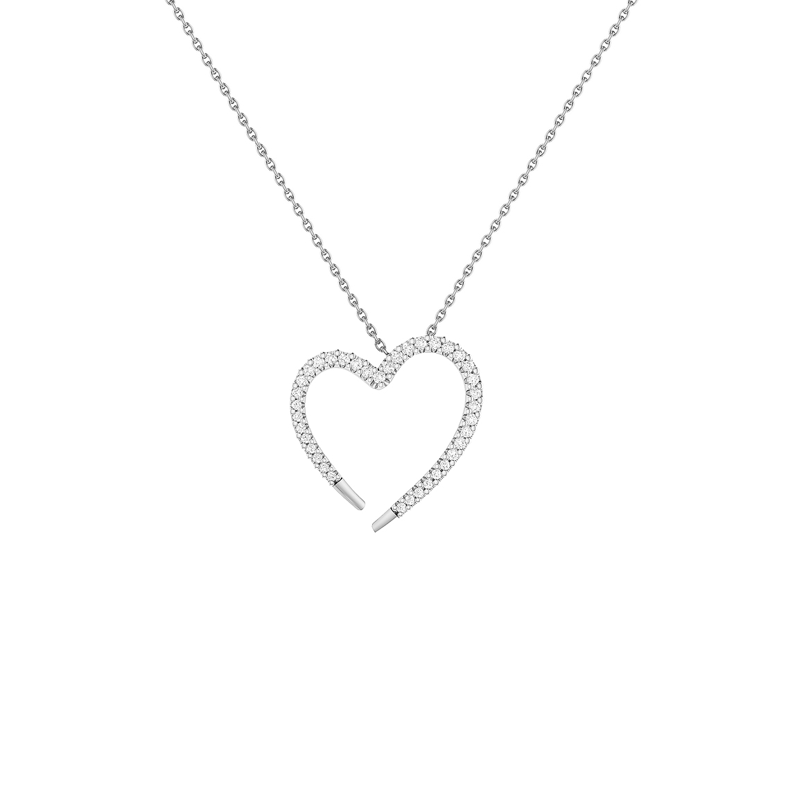 Modern heart-shaped pendant with diamonds