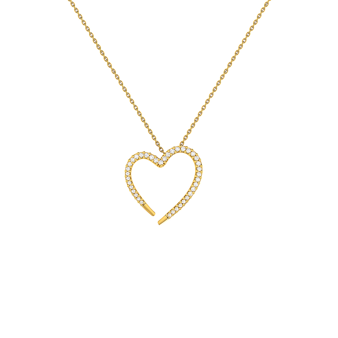 Modern heart-shaped pendant yellow gold