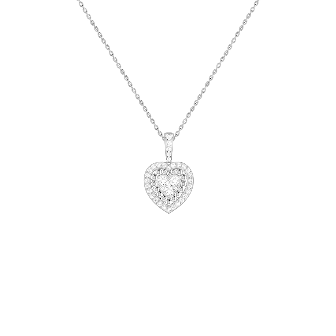 Romantic heart-shaped pendant with diamonds