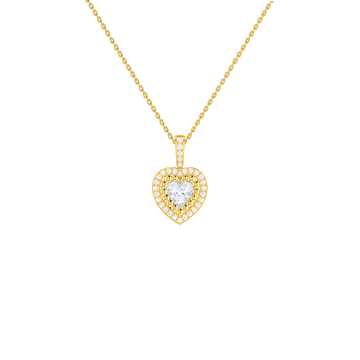 Romantic heart-shaped pendant yellow gold