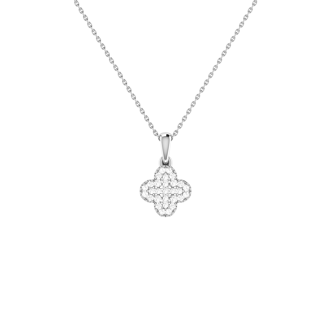 Diamond pendant Clover white gold
