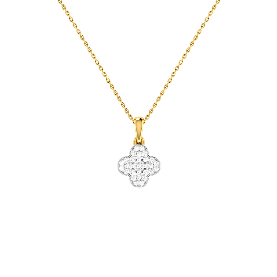 Diamond pendant Clover yellow gold