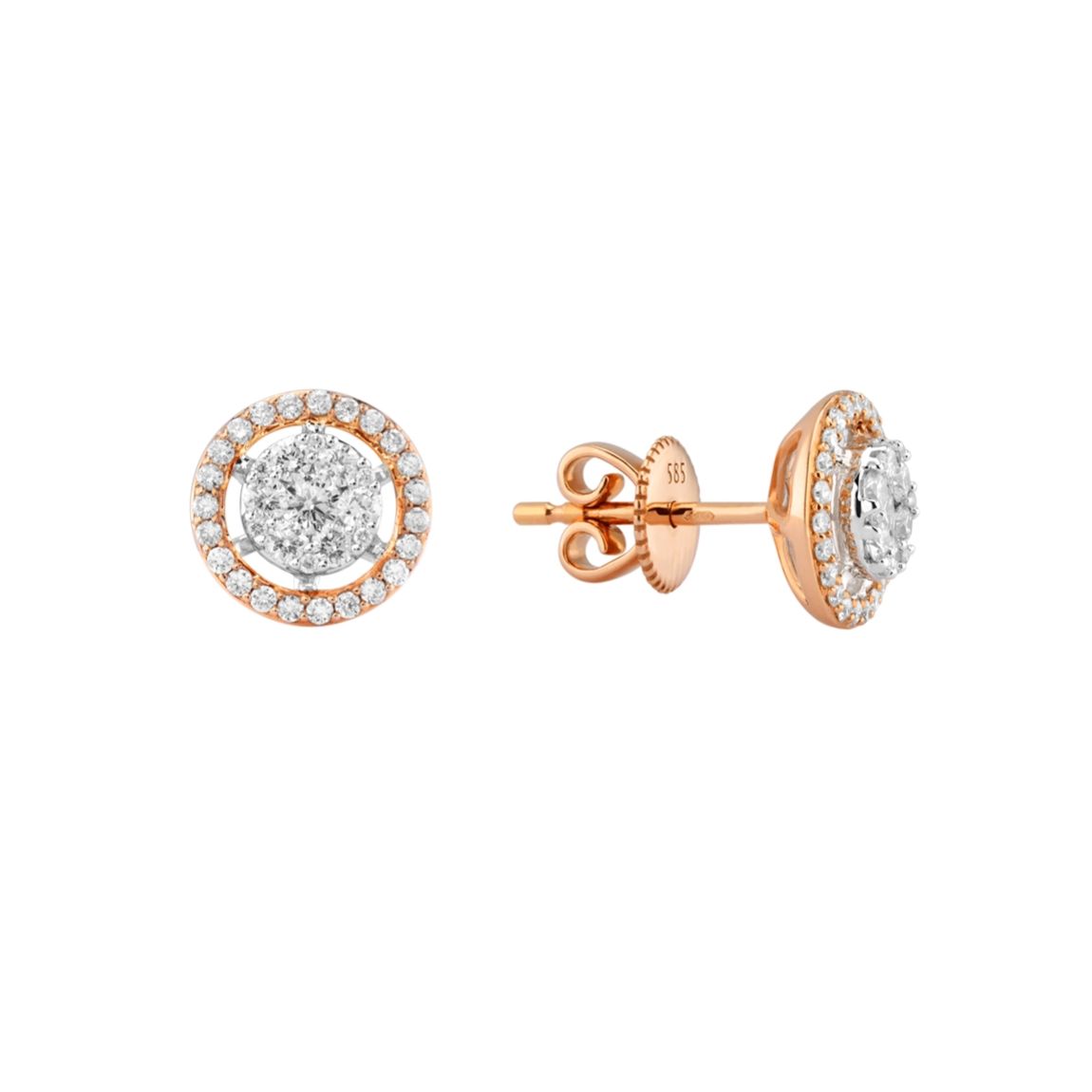Náušnice z růžového zlata s microsetting diamanty 0.52ct