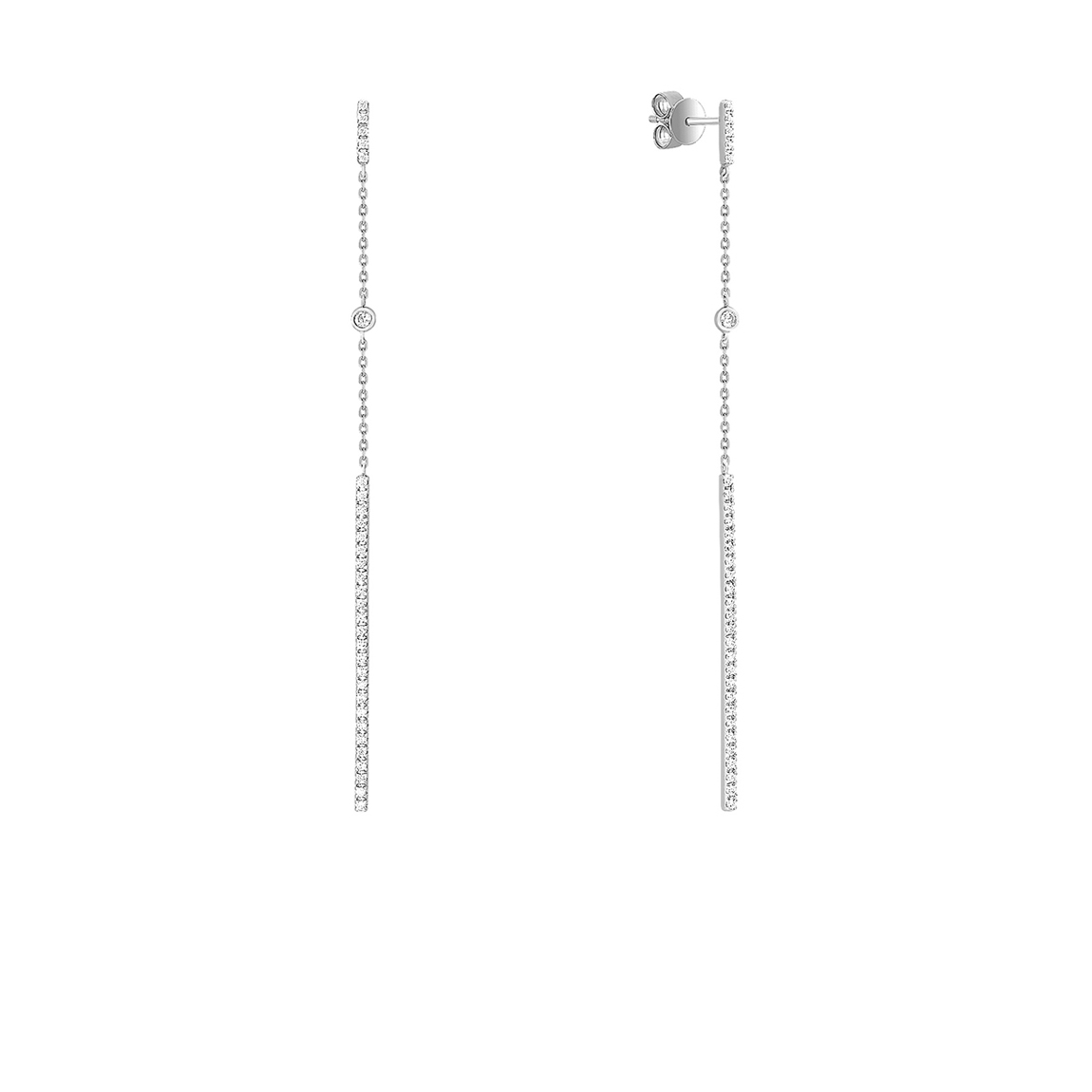 White gold earrings Line with diamonds