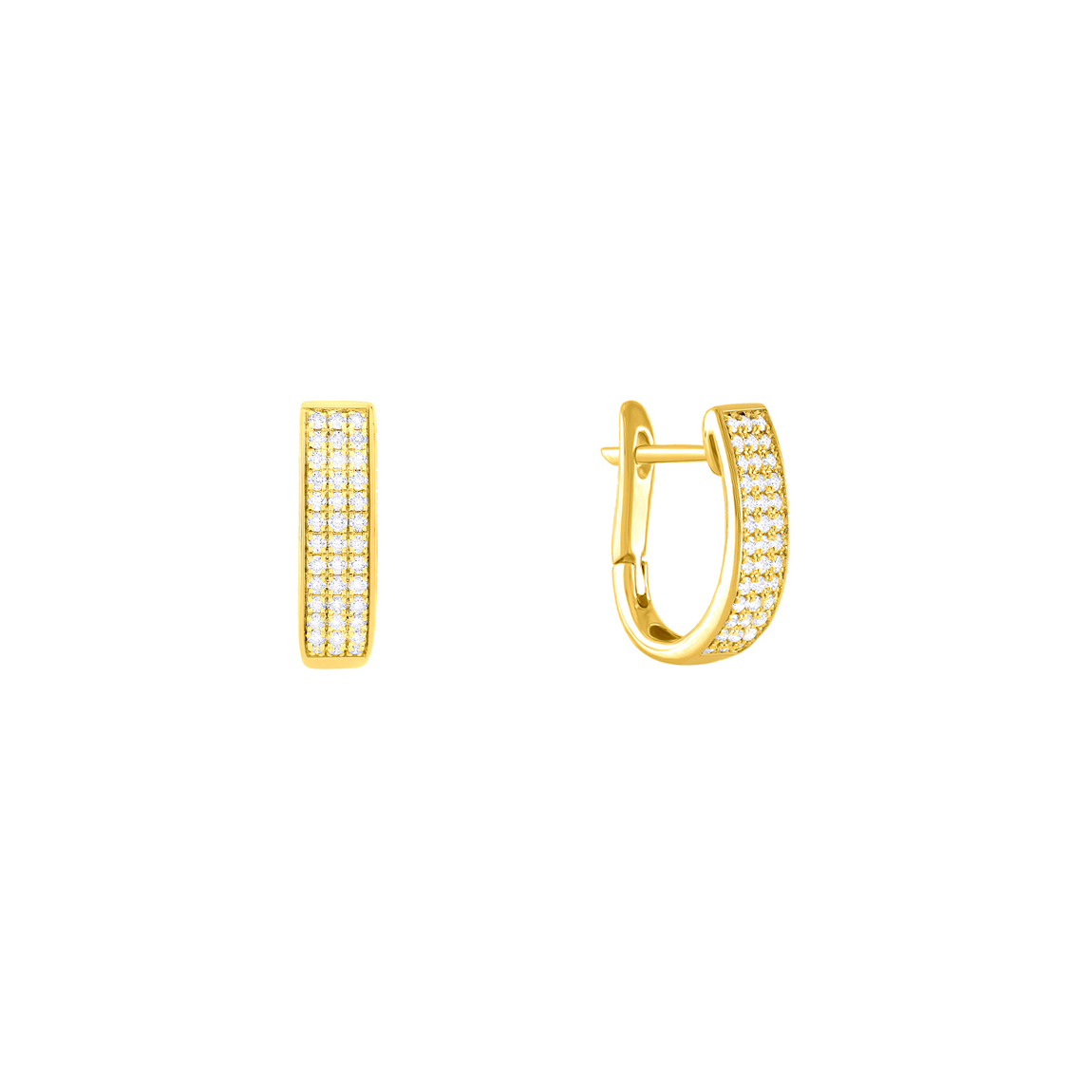 Wide gold diamond hoops