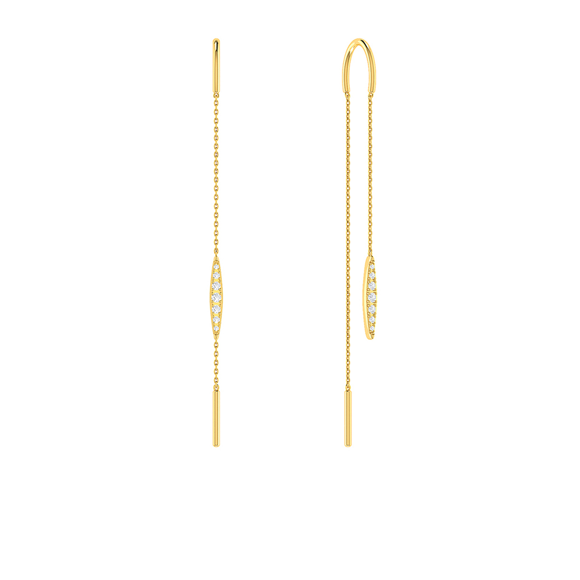 Thread gold diamond earrings