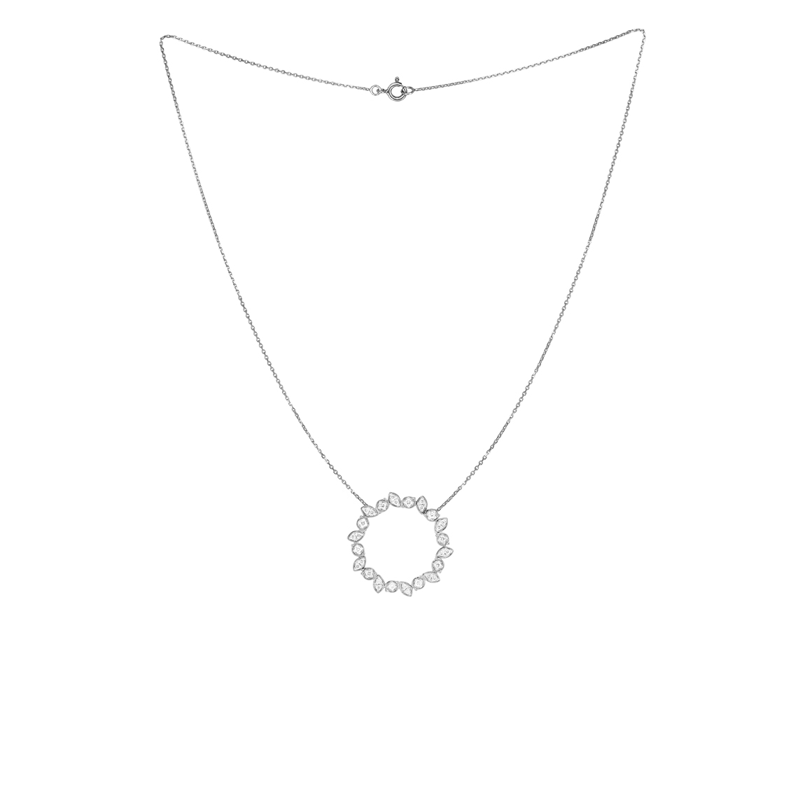 White Gold Sunburst Diamond Necklace 0.15ct