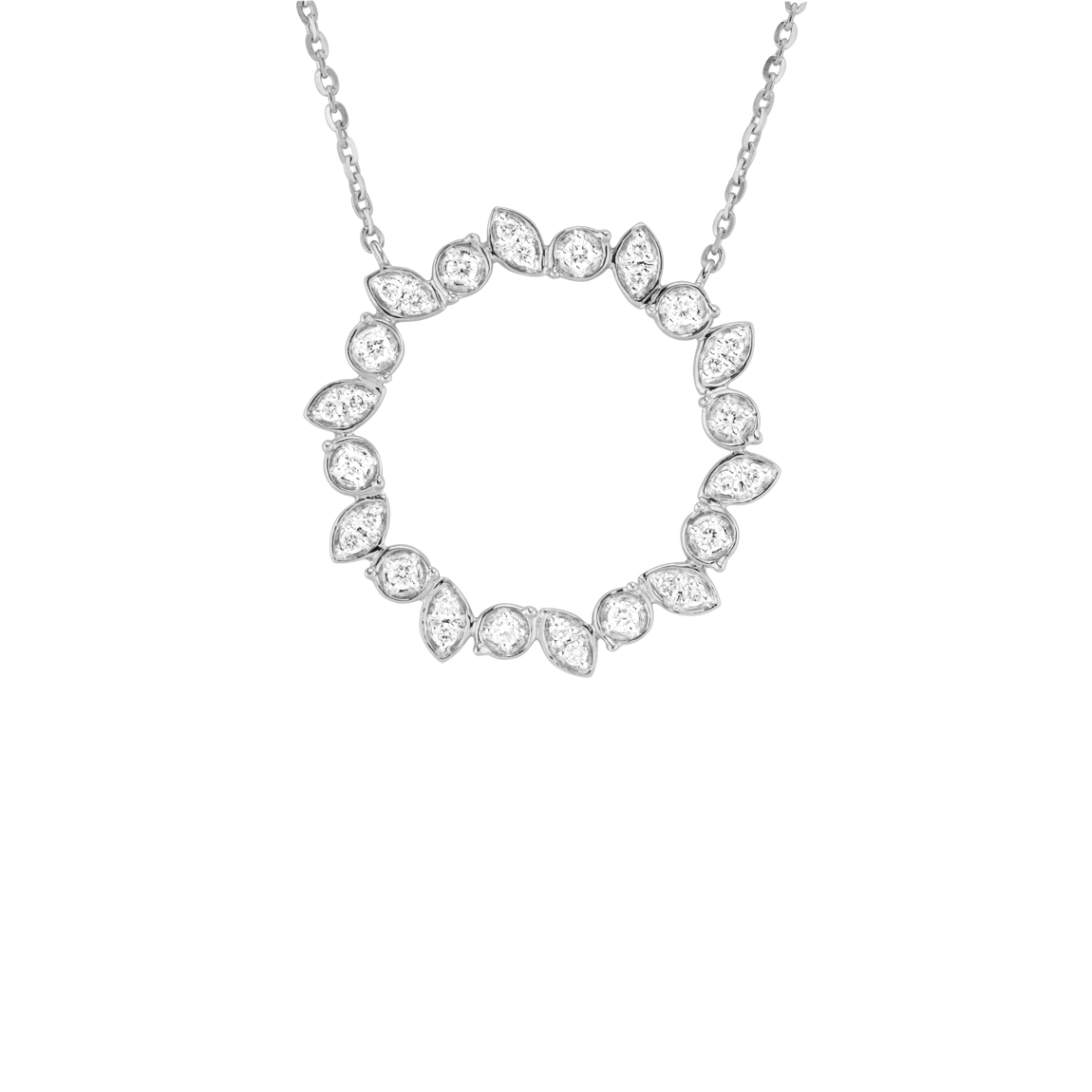 White Gold Sunburst Diamond Necklace 0.15ct