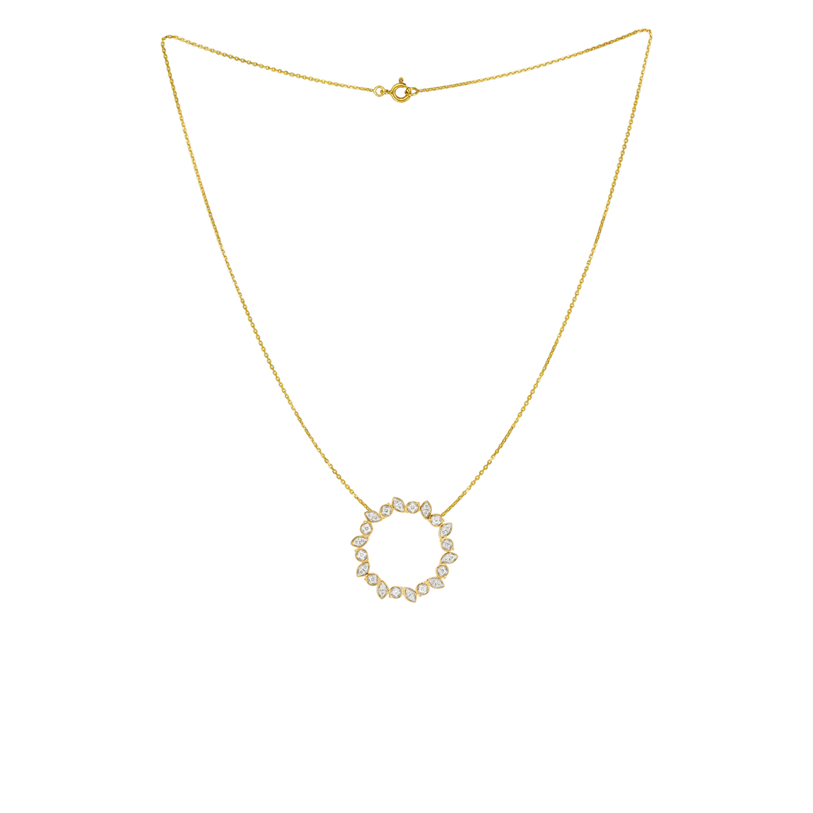 Yellow Gold Sunburst Diamond Necklace 0.15ct