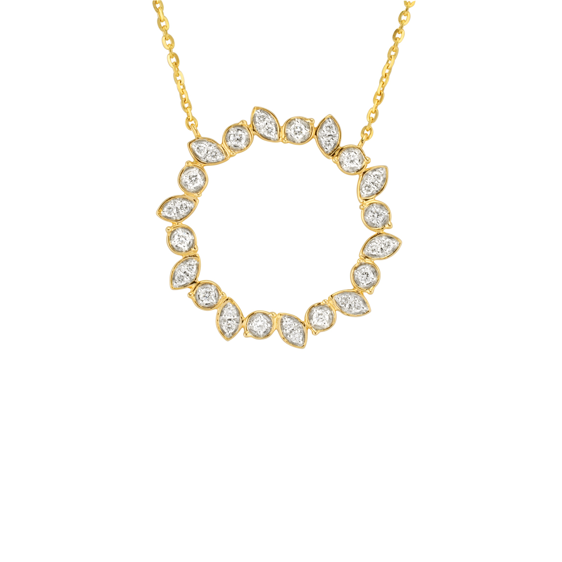Yellow Gold Sunburst Diamond Necklace 0.15ct