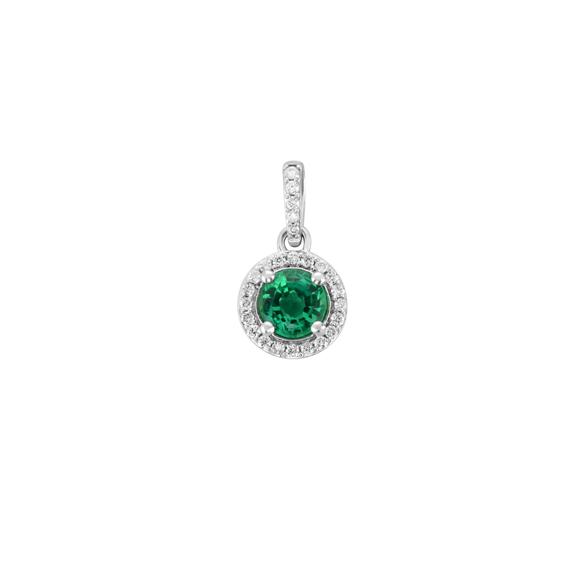 Zlatý přívěsek Halo diamanty 0.10ct smaragd 0.37ct
