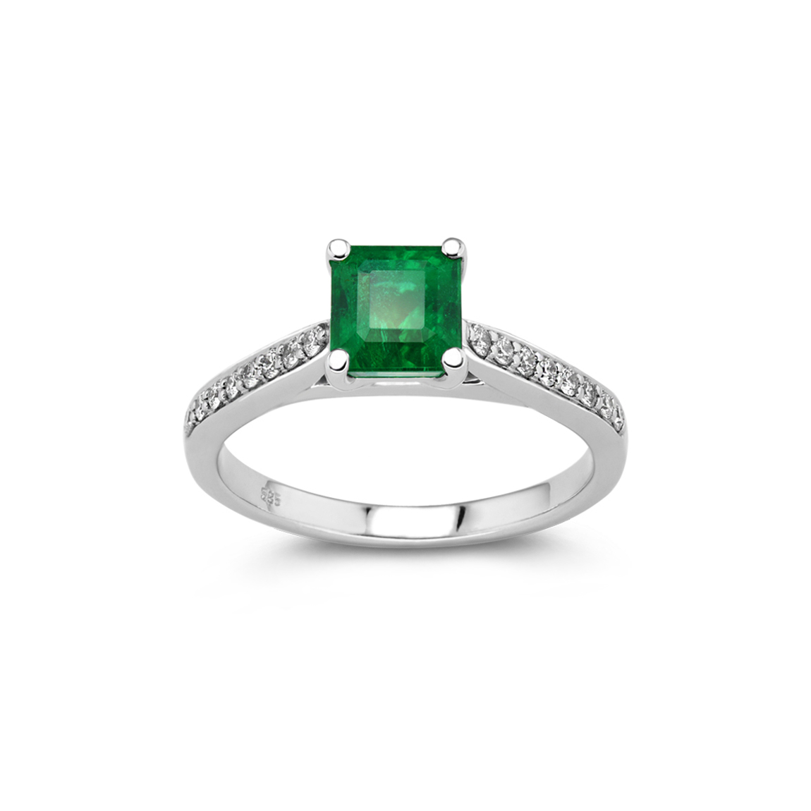 Smaragdový 0.72ct prsten s diamanty 0.17ct